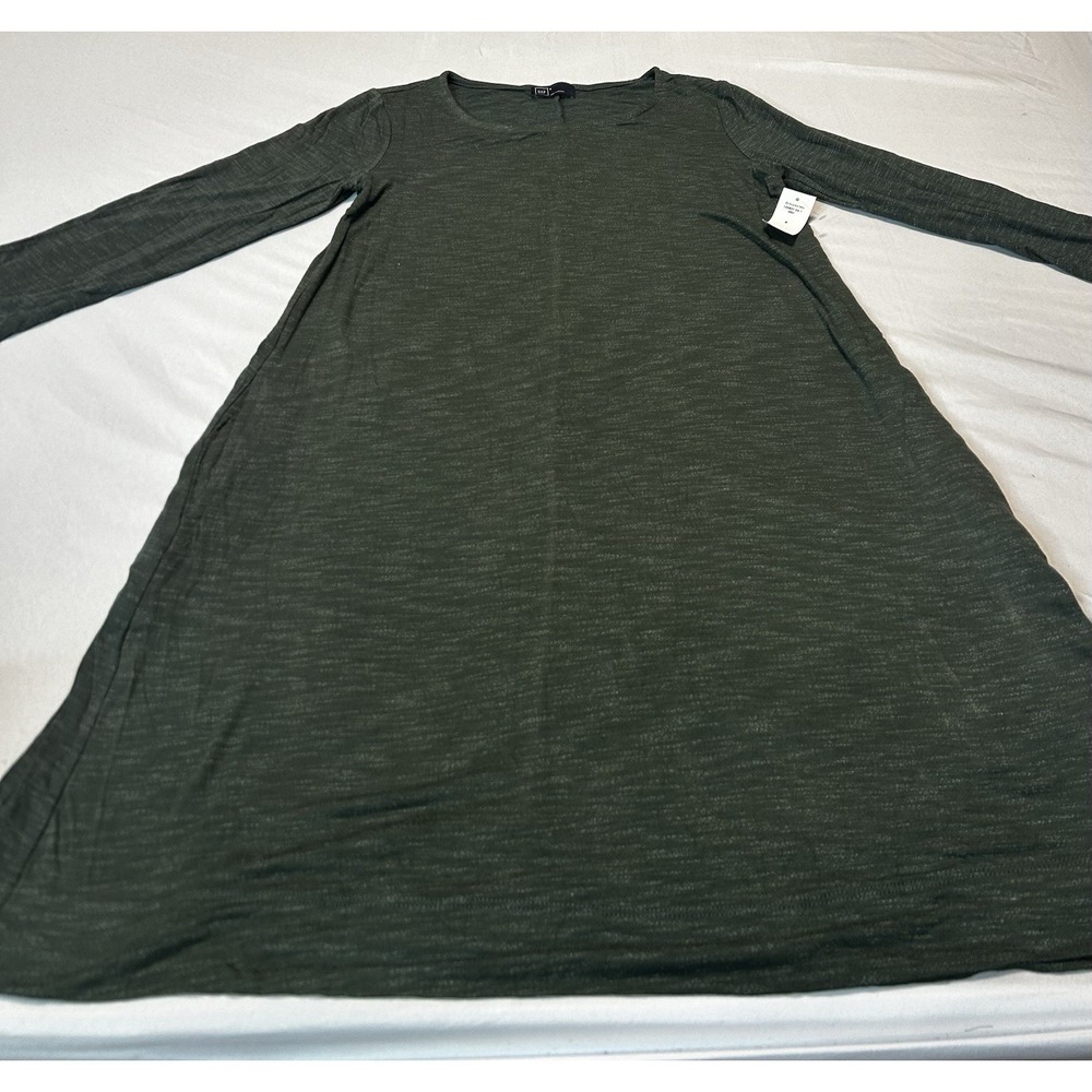 Gap Womens Long Sleeve Slub Knit T-Shirt Dress Green Small 125837-04-1